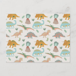 Dinosaurs Kids Hand Drawn Boho Dinosaur Pattern Postkarte