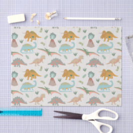 Dinosaurs Kids Hand Drawn Boho Dinosaur Pattern Seidenpapier