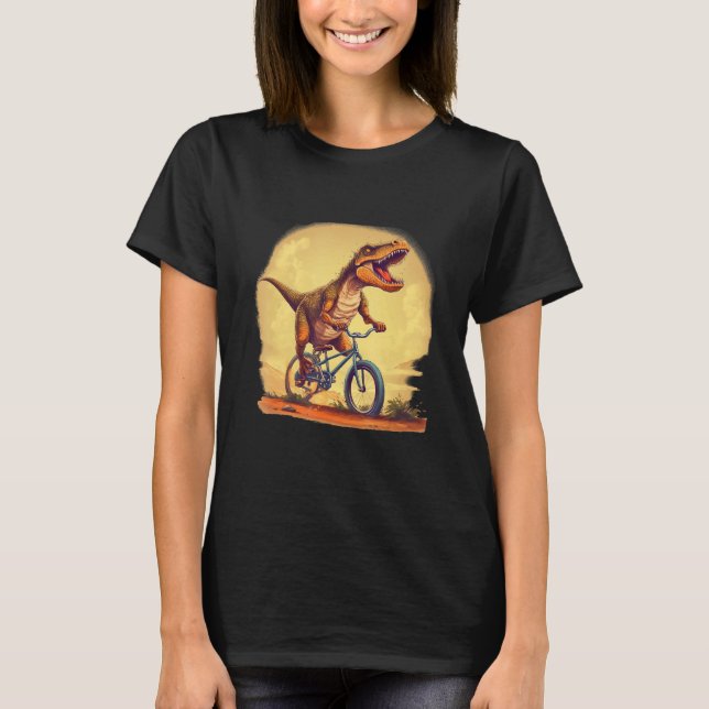 Dinosaurs loves Bikes and bicycle T-Shirt (Vorderseite)