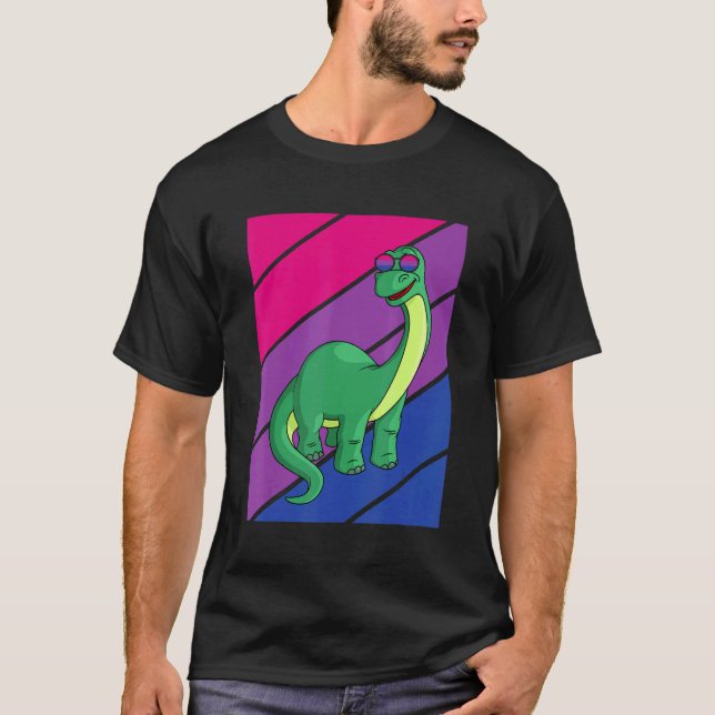 Dinosaurs Pride Bisexual Flag LGBTQ Proud Ally Pri T-Shirt (Vorderseite)