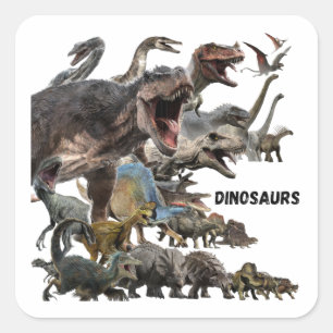 Dinosaurs quadratischer aufkleber