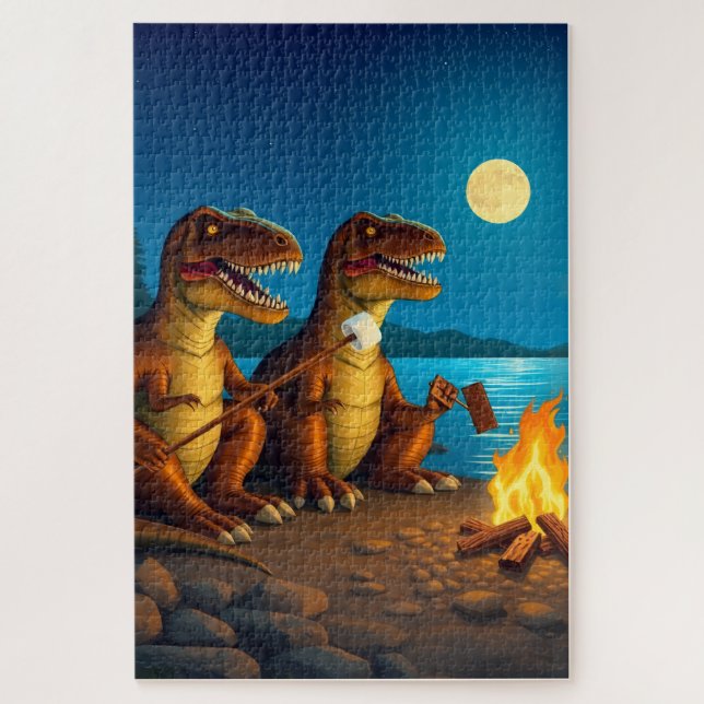 Dinosaurs roasting marshmallows puzzle (Vertikal)