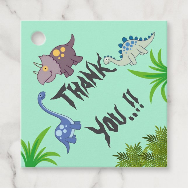 Dinosaurs Rock Geburtstagsparty Feigwarts Tags Geschenkanhänger (Vorderseite)