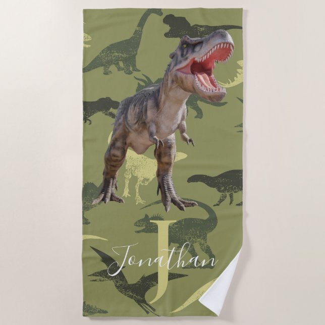 Dinosaurs T Rex Muster Jurassic World Strandtuch (Vorderseite)