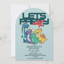 Dinosaurs Themed Boy Birthday Invitation  Einladung