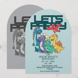Dinosaurs Themed Boy Birthday Invitation  Einladung