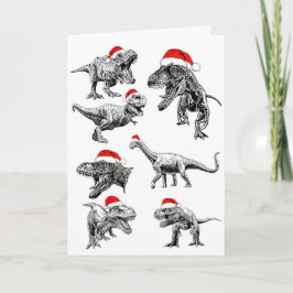 DINOSAURS TRAARING WEIHNACHTSMANNMÜTZEN CHRISTMAS  KARTE