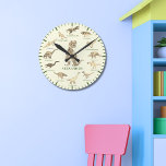 Dinosaurs with names Personalized Runde Wanduhr<br><div class="desc">Add your child’s name to this fun 12 Dinosaurs in with their dino names. The perfect educational design for the child who loves dinosaurs. This fun palaeontology clock includes all the prehistoric jurassic era favourites including T. rex or tyrannosaurus, velociraptors, brachiosaurus, brontosaurus, stegosaurus, the flying pterodactyl, triceratops, spinosaurus, ankylosaurus, plesiosaurs,...</div>