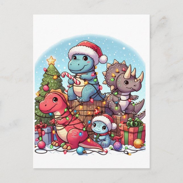 Dinosaurus Christmas , Postkarte (Vorderseite)