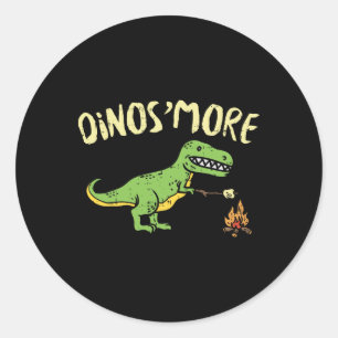 Dinosmore Lustiger Dino Smore Camping Dinosaur Cam Runder Aufkleber