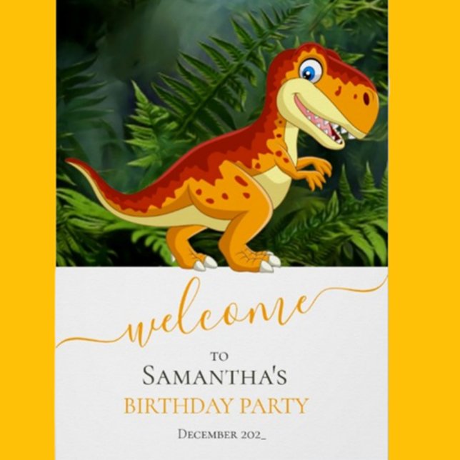 DINOSUAR Geburtstag T Rex, Gold Poster ( Celebrate your little one's special day with a stunning T-Rex gold birthday theme! )