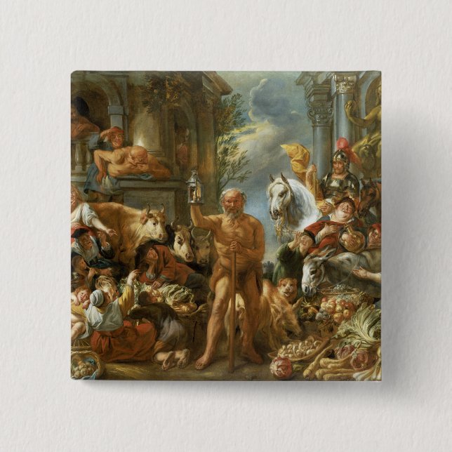 Diogenes, der nach einem ehrlichen Mann, c.1650-55 Button (Vorderseite)