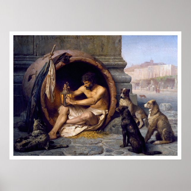 Diogenes & Dogs Poster Print von Gérôme (Vorne)
