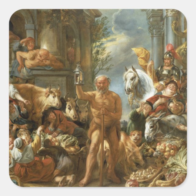 Diogenes Searching for an Honest Man, c.1650-55 (o Quadratischer Aufkleber (Vorderseite)