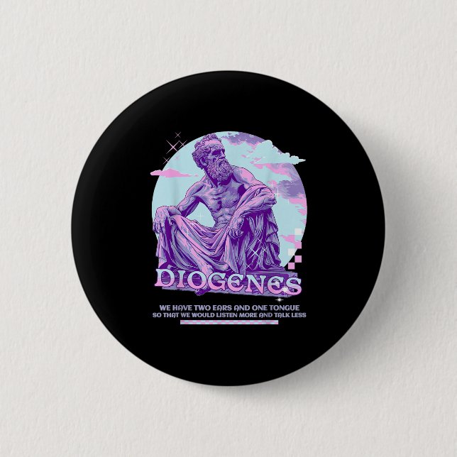 Diogenes Y2k Pastel Ästhetisches stoisches Zitat F Button (Vorderseite)