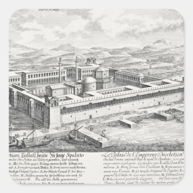 Diokletianpalast (245-313), Split, Jugoslawien, Quadratischer Aufkleber (Vorderseite)