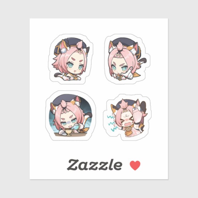 Diona Genshin Impact 4er Sticker Set Extra Pa (Blatt)