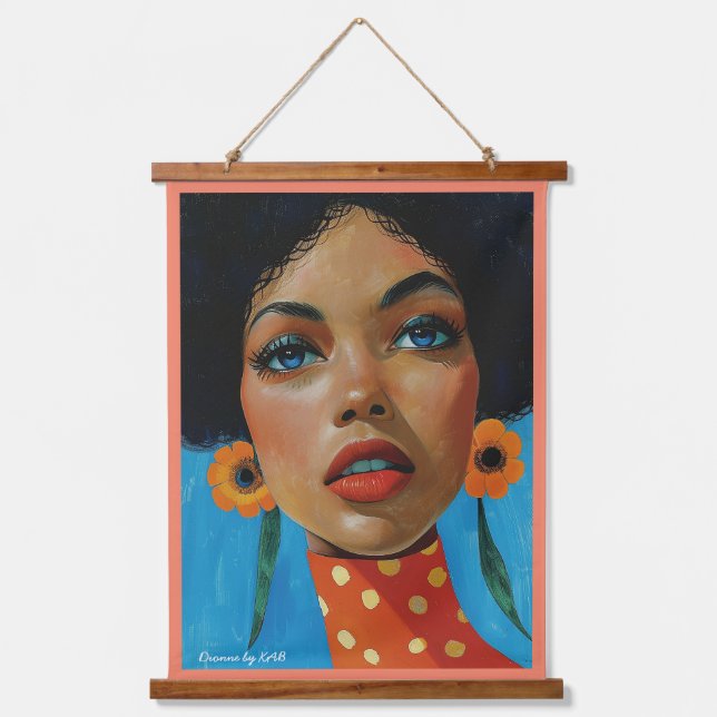 Dionne von KAB Wood Topped Wall Tapestry Wandteppich Mit Holzrahmen (Vorderseite)