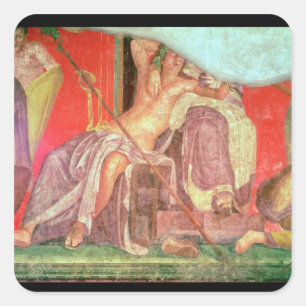 Dionysisches Entourage mit Dionysus Quadratischer Aufkleber