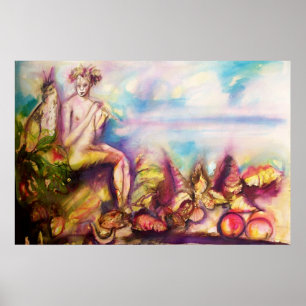 DIONYSOS ,Flöte spielend mit Meeresmuscheln und Fr Poster