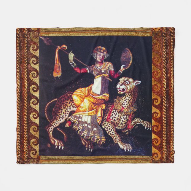 DIONYSOS MIT EINER SPEAR REITENDEN LEOPARD-griechi Fleecedecke (Vorderseite (Horizontal))