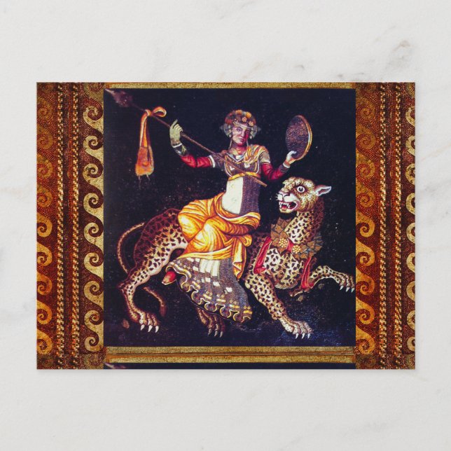 DIONYSOS MIT EINER SPEAR REITENDEN LEOPARD-griechi Postkarte (Vorderseite)