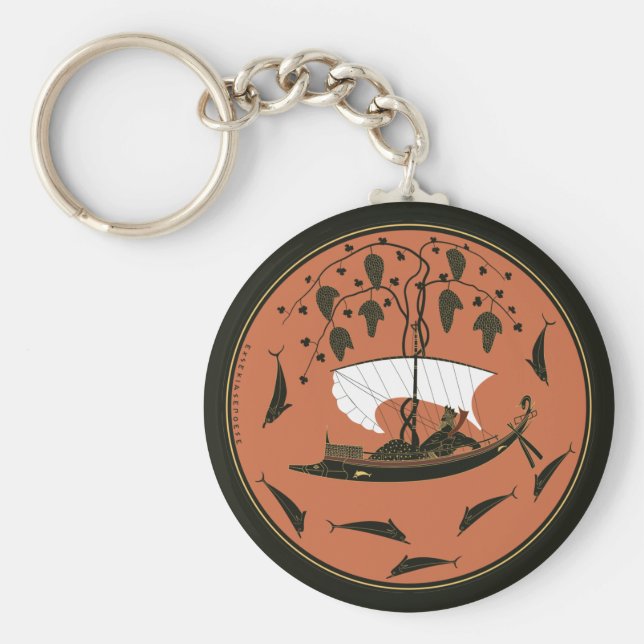 Dionysus Cup: Griechischer Gott auf Schiffsweinen  Schlüsselanhänger (Vorne)