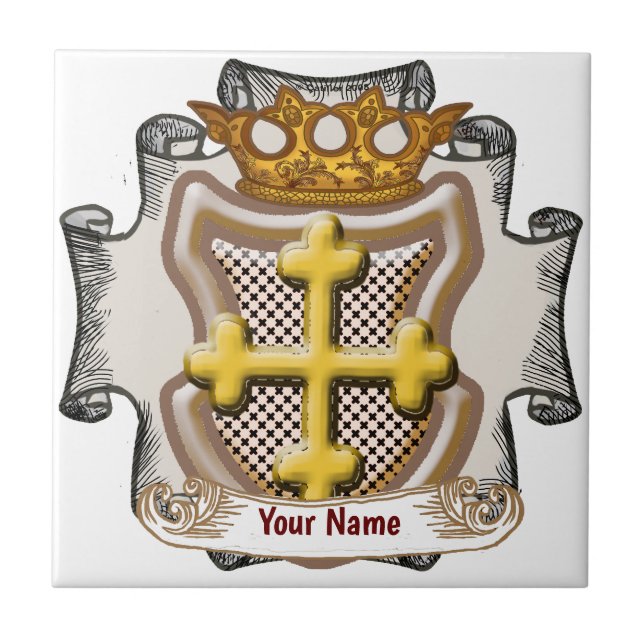 Dios Cross Nachname benutzerdefiniert Fliese (Vorderseite)