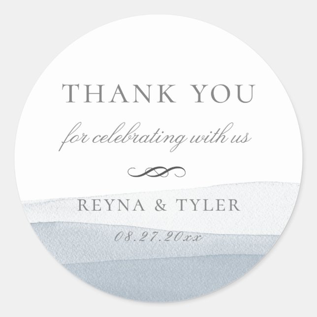 Dip Dye Blue Watercolor-Gastgeschenk Hochzeit Runder Aufkleber (Vorderseite)