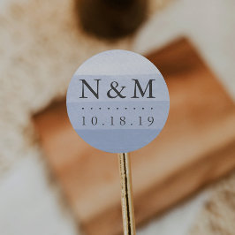 Dip Dye Watercolor Wedding Monogram Runder Aufkleber