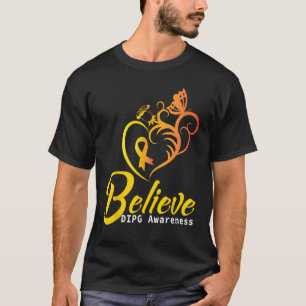 DIPG-Bewusstsein glauben Butterfly Yellow Ribbon S T-Shirt
