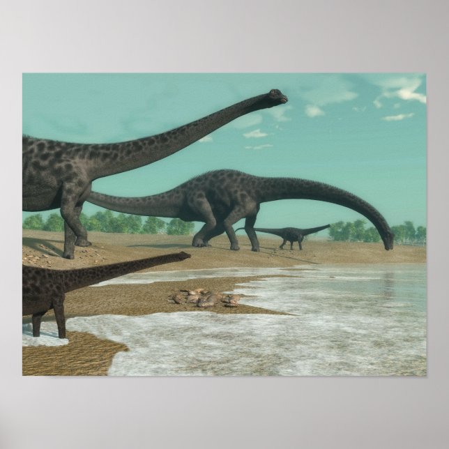 Diplodocus dinosaurer herd - 3D rendern Poster (Vorne)