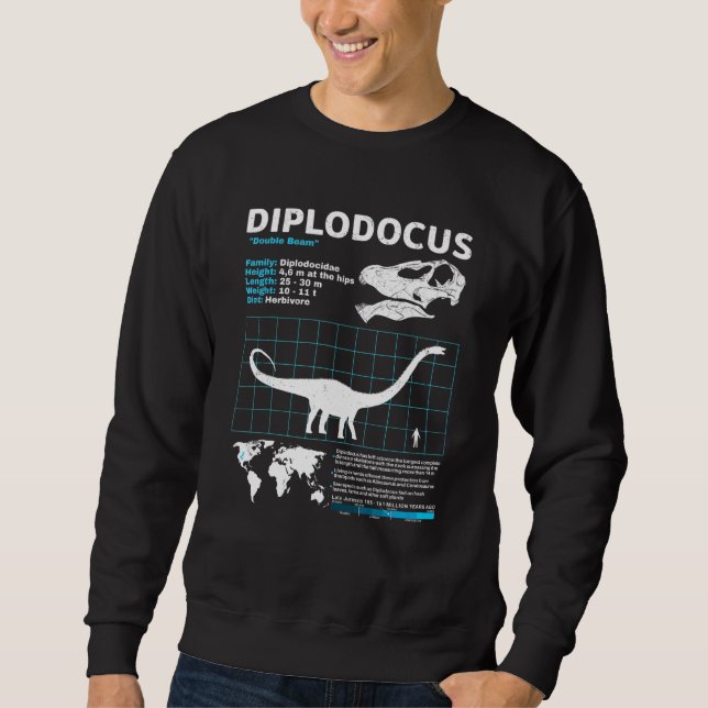 Diplodocus fact sheet Dinosaur Facts Sweatshirt (Vorderseite)