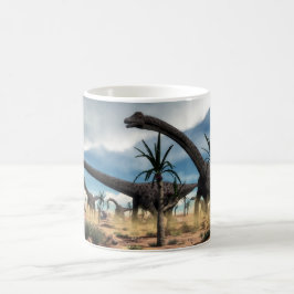 Diplodocusherde in der Wüste Tasse