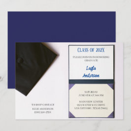 Diploma für die blaue/schwarze Graduierung Einladung