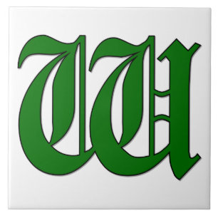 Diploma Letter W in der grünen Monogram-Tile Fliese