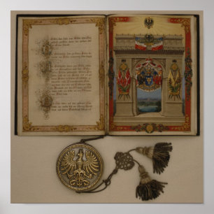 Diploma Prinzen, das Otto von Bismarck investiert Poster