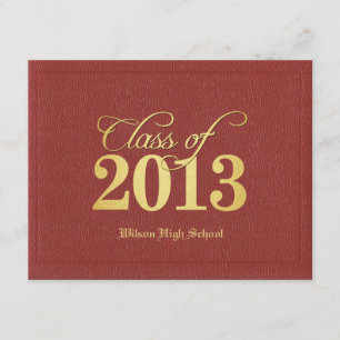 Diploma Themed Red & Gold Class of 2013 Abschluss Einladung