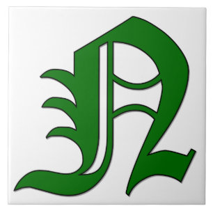 Diplombuchstabe N in der grünen Monogrammstapel Fliese