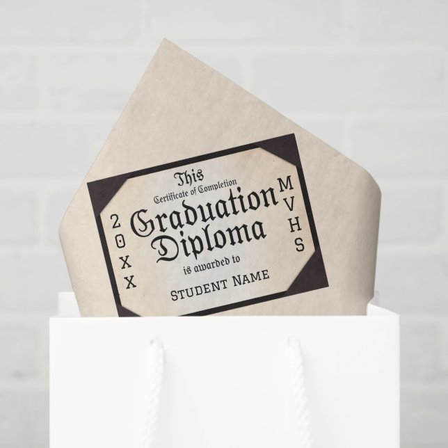 Diplomzeugnis des Abschlusses Seidenpapier (Geschenktüte)