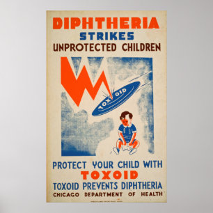Diptheria schlägt die ungeschützten Vintagen Poster