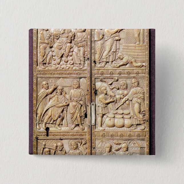 Diptych, der die Wunder von Christus zeigt Button (Vorderseite)