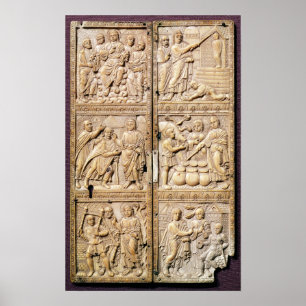 Diptych, der die Wunder von Christus zeigt Poster