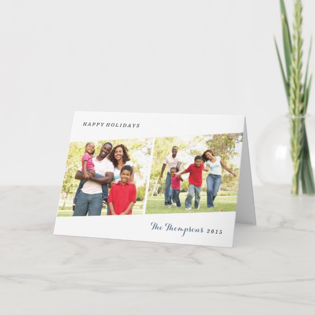 Diptych Holiday Foto Grußkarte - Cobalt Feiertagskarte (Vorderseite)