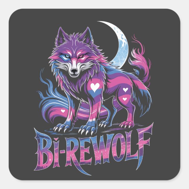 Dire Wolf Birewolf Bisexual LGBT Quadratischer Aufkleber (Vorderseite)