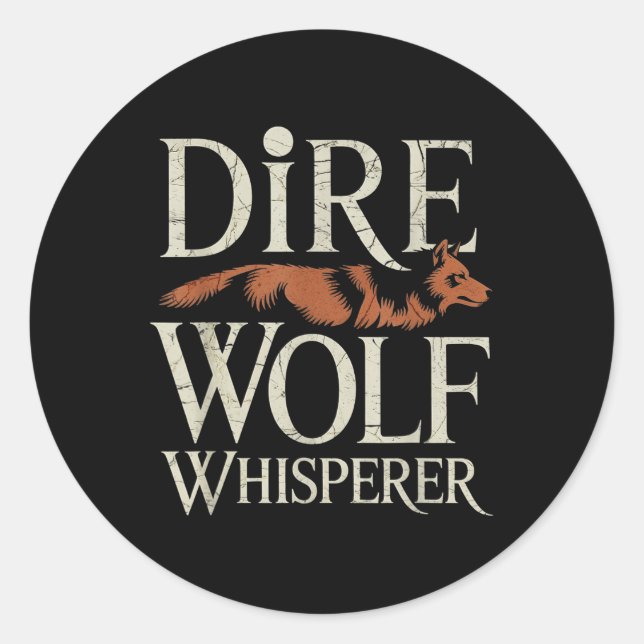 Dire Wolf Whisperer Grunge Runder Aufkleber (Vorderseite)