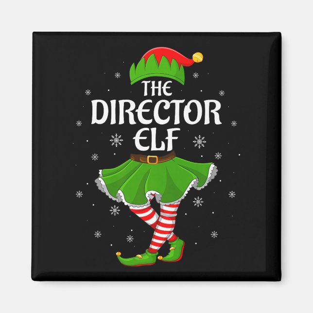 Director Elf Christmas Family Girls Women Elf Squa Magnet (Vorne)