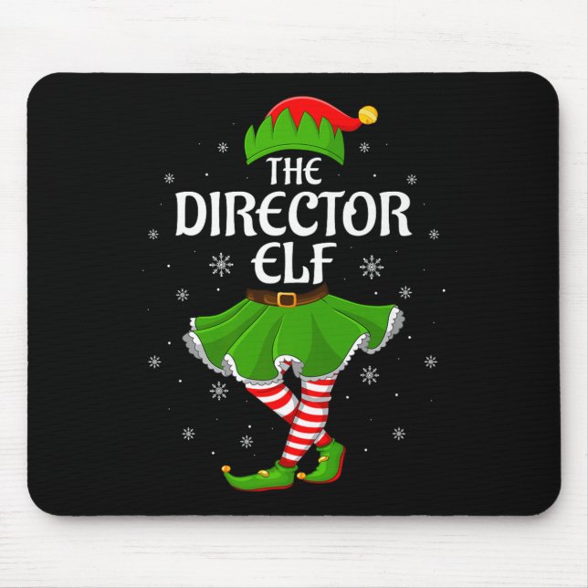 Director Elf Christmas Family Girls Women Elf Squa Mousepad (Vorne)