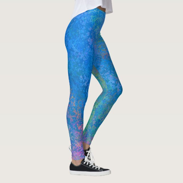 Direkt am Meer Alkoholtink, Abstrakter Acrylpour Leggings (Rechts)