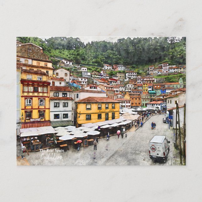 Direkt am Meer Cudillero - Die echte Spanien Pos P Postkarte (Vorderseite)